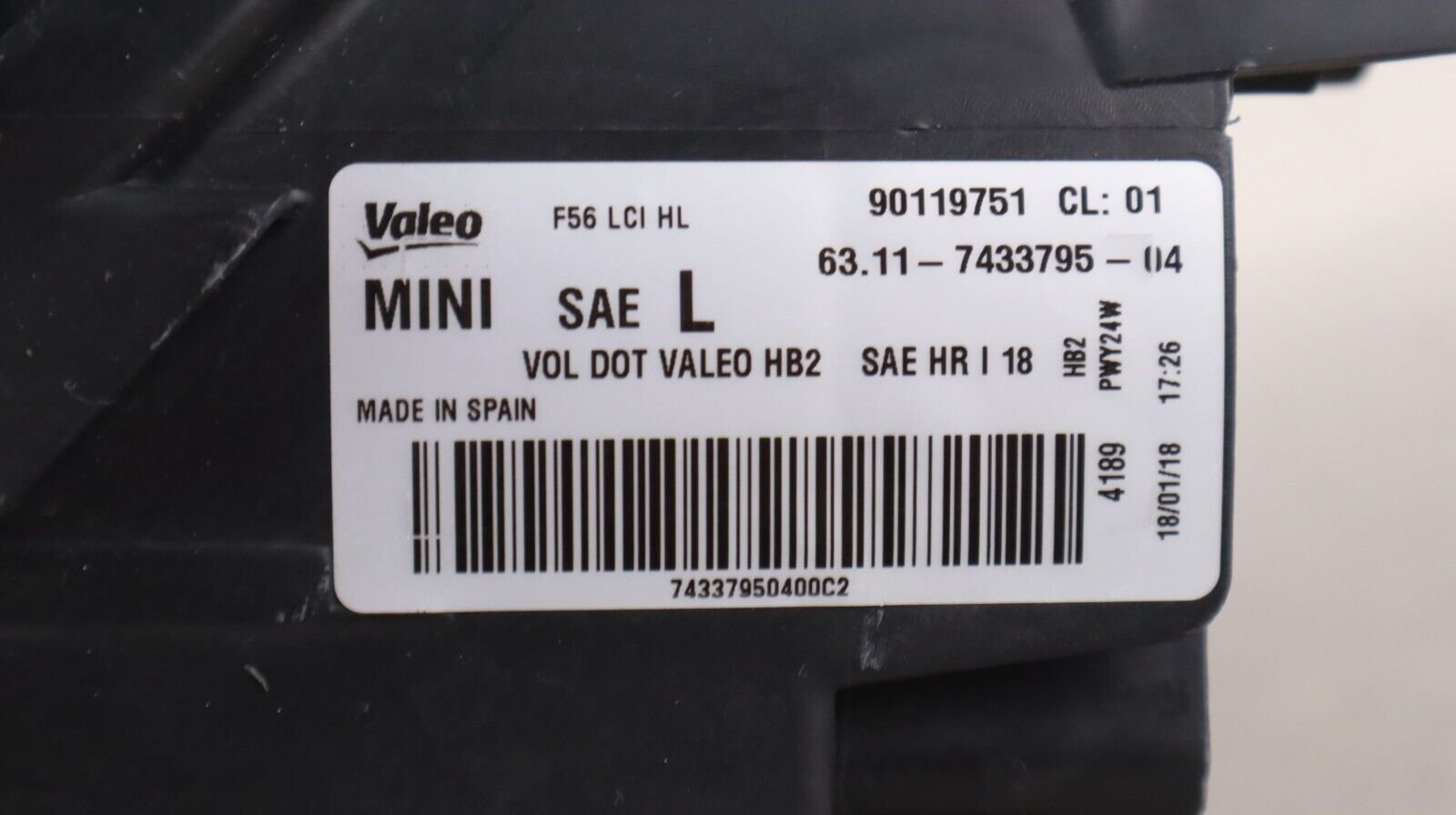 2019 2020 2021 Mini Cooper F56 LH Left Driver Side Headlight Halogen Black OEM - Image 8