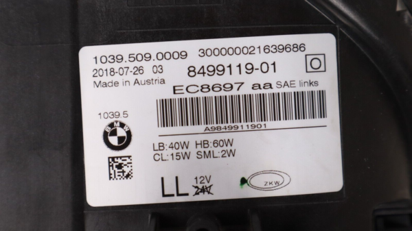 2017-2020 BMW 530i 540i G30 LH Left Driver Headlight LED Non-AFS OEM - Image 15